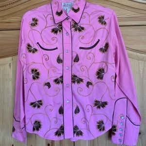 Beautiful Authentic Western Style Pink Blouse SZ M